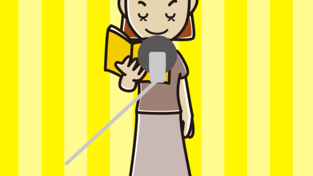 お辞儀する若手女性声優のイラスト【色、背景あり】PNG