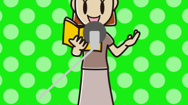 案内する若手女性声優のイラスト【色、背景あり】PNG