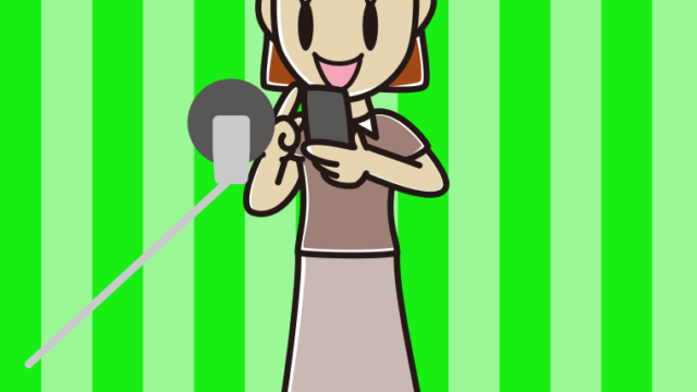 スマホを使う若手女性声優のイラスト【色、背景あり】PNG