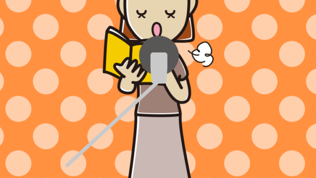 咳払いする若手女性声優のイラスト【色、背景あり】PNG