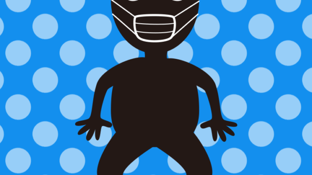 マスクをする悪い人（シルエット）のイラスト【色、背景あり】PNG