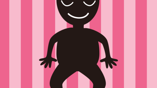 お辞儀する悪い人（シルエット）のイラスト【色、背景あり】PNG