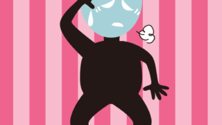 具合が悪い悪い人（シルエット）のイラスト【色、背景あり】PNG