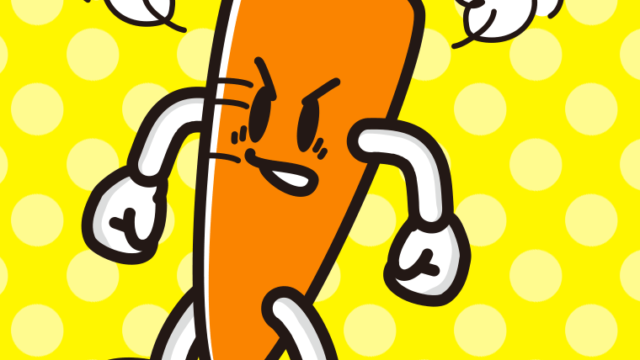 怒るニンジンちゃんのイラスト【色、背景あり】PNG