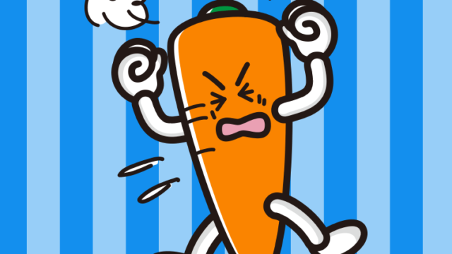 カンカンに怒るニンジンちゃんのイラスト【色、背景あり】PNG