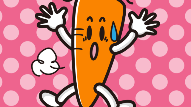 驚くニンジンちゃんのイラスト【色、背景あり】PNG