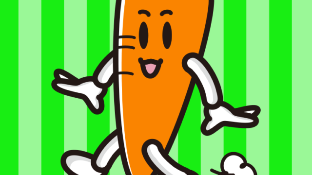 歩くニンジンちゃんのイラスト【色、背景あり】PNG