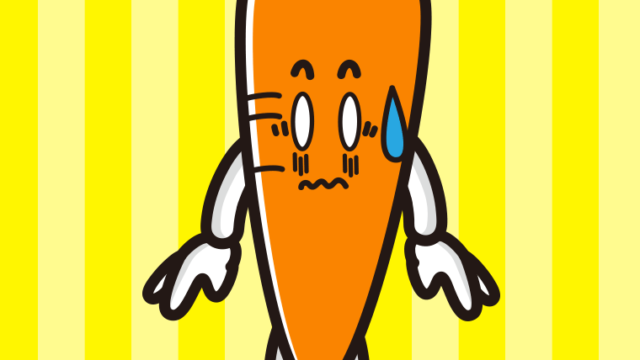 ショックを受けるニンジンちゃんのイラスト【色、背景あり】PNG