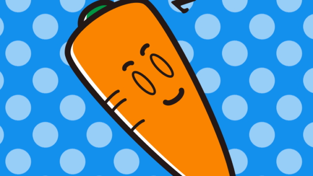 眠るニンジンちゃんのイラスト【色、背景あり】PNG