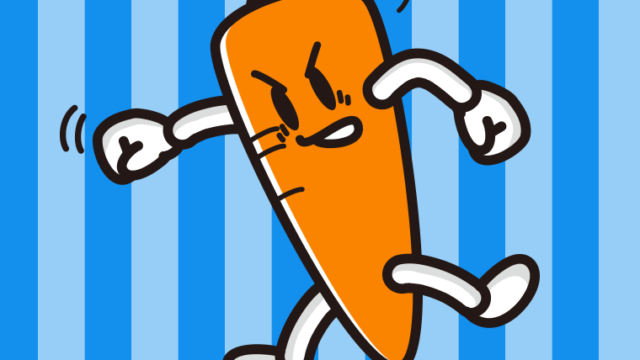 パンチするニンジンちゃんのイラスト【色、背景あり】PNG