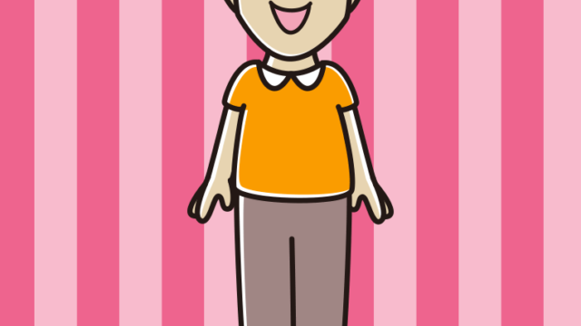 笑う髪が薄い男性のイラスト【色、背景あり】PNG