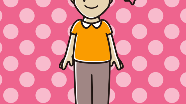 ウインクする髪が薄い男性のイラスト【色、背景あり】PNG