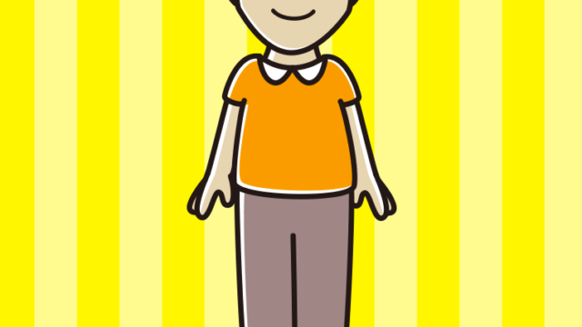 目を閉じる髪が薄い男性のイラスト【色、背景あり】PNG