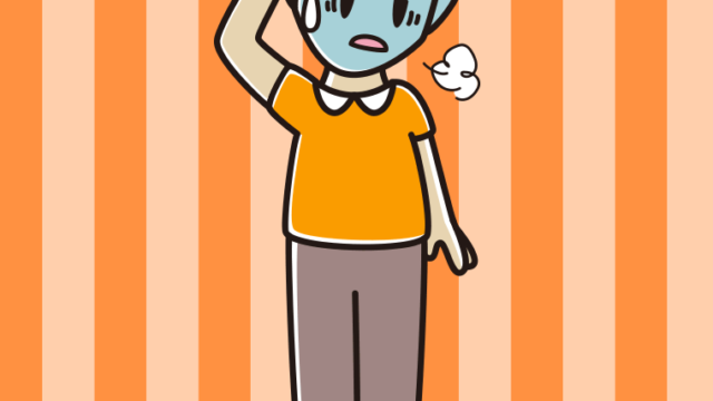 具合が悪い髪が薄い男性のイラスト【色、背景あり】PNG