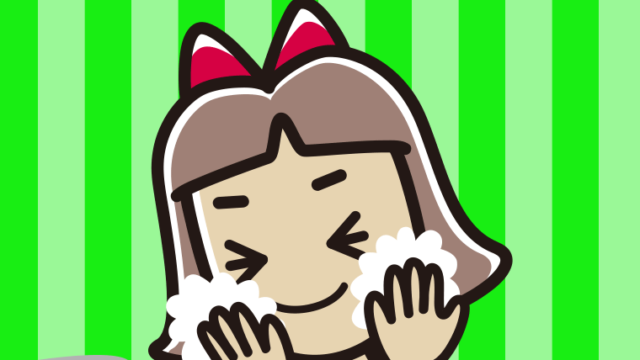 洗顔フォームで顔を洗う小学生女子のイラスト【色、背景あり】PNG