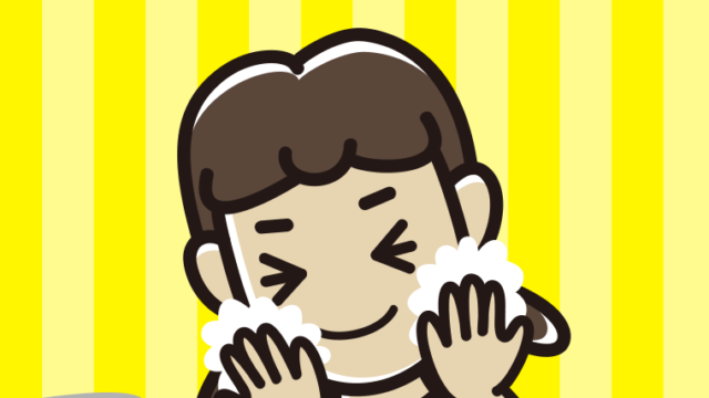 洗顔フォームで顔を洗う女子中学生のイラスト【色、背景あり】PNG