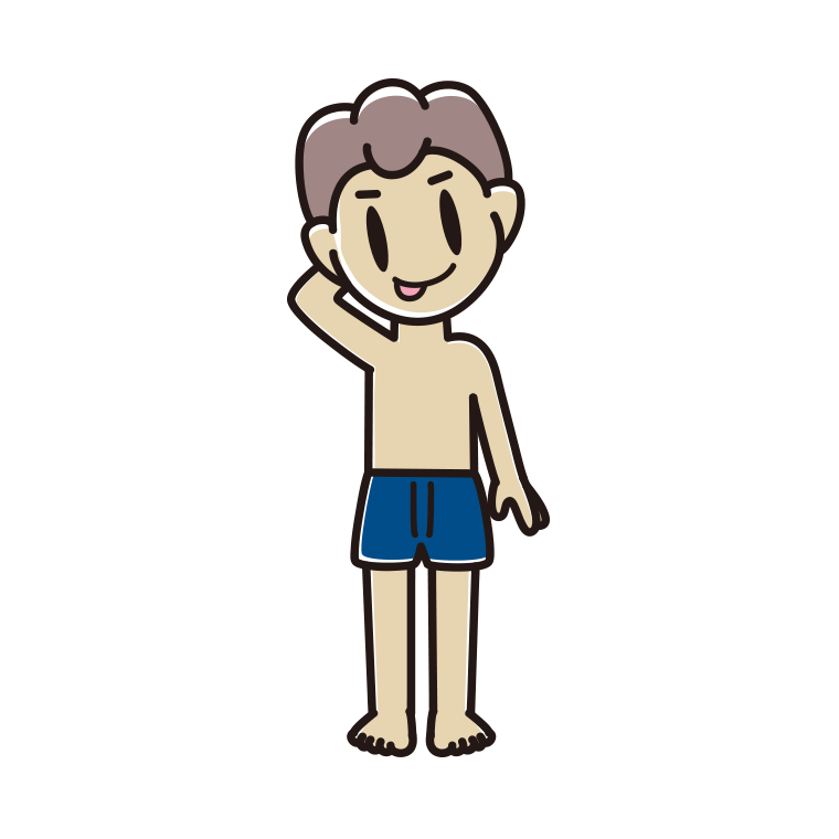 テヘヘな下着姿の男子中学生のイラスト【色あり、背景なし】透過PNG