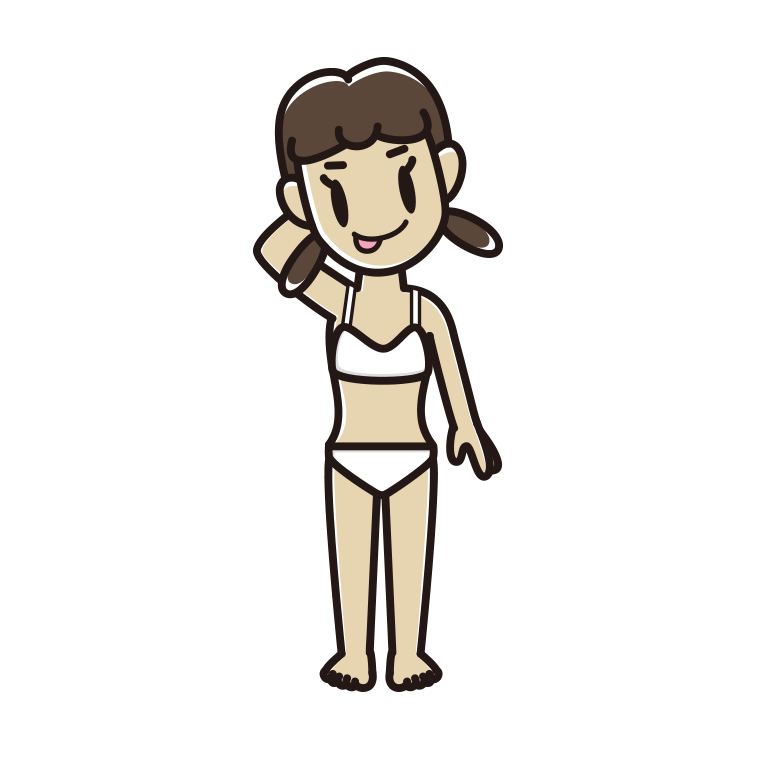 テヘヘな下着姿の女子中学生のイラスト【色あり、背景なし】透過PNG