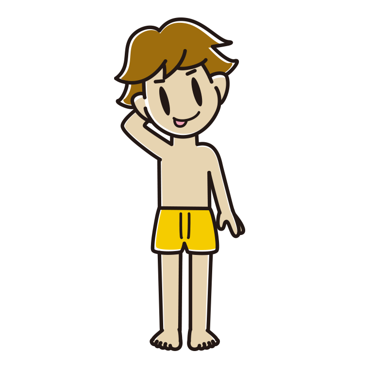 テヘヘな下着姿の男子高校生のイラスト【色あり、背景なし】透過PNG
