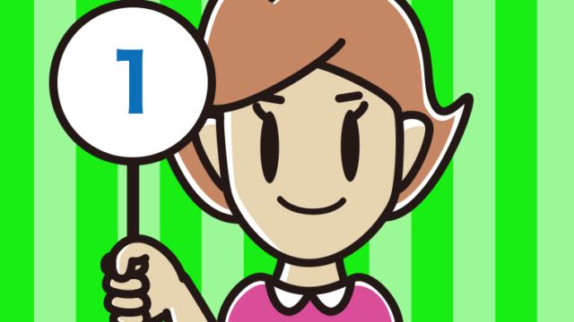 1の札を持つ女性のイラスト【色、背景あり】PNG