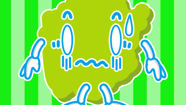 ショックを受ける岡山ちゃんのイラスト【色、背景あり】PNG