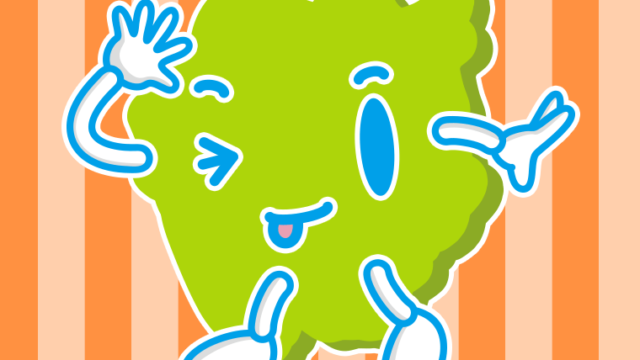 テヘヘな岡山ちゃんのイラスト【色、背景あり】PNG