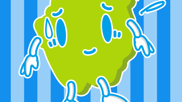 苦笑いする岡山ちゃんのイラスト【色、背景あり】PNG