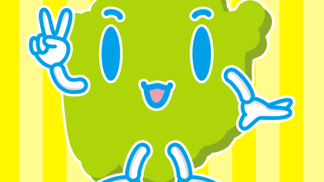 ピースをする岡山ちゃんのイラスト【色、背景あり】PNG