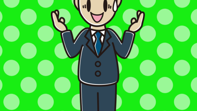 困りながら話す男性会社員のイラスト【色、背景あり】PNG