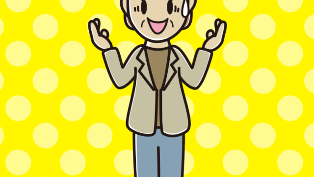 困りながら話す年配女性会社員（カジュアル）のイラスト【色、背景あり】PNG