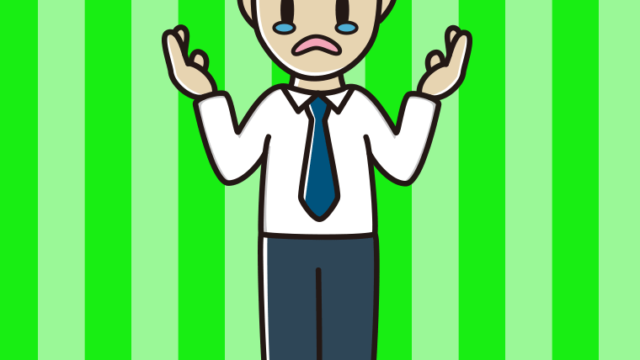 泣きながら話す男性会社員（ワイシャツ）のイラスト【色、背景あり】PNG