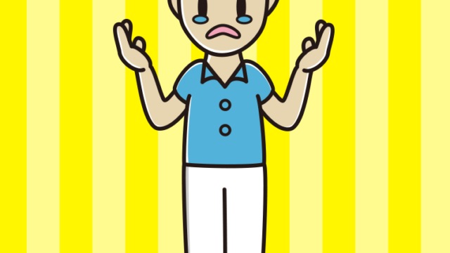 泣きながら話す男性会社員（クールビズ）のイラスト【色、背景あり】PNG