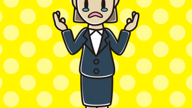 泣きながら話す女性会社員のイラスト【色、背景あり】PNG