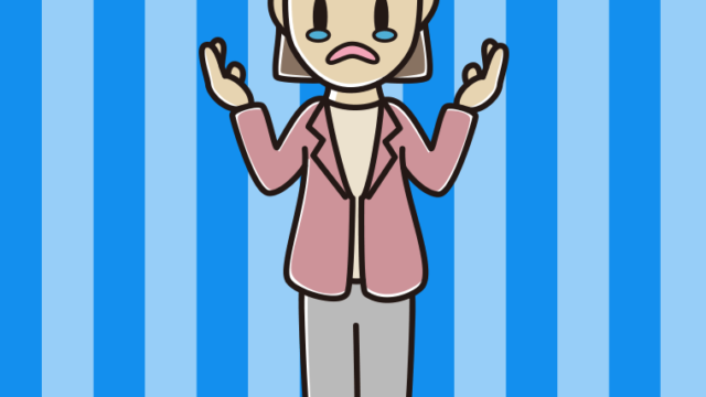 泣きながら話す女性会社員（カジュアル）のイラスト【色、背景あり】PNG