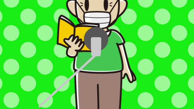 マスクをするベテラン男性声優のイラスト【色、背景あり】PNG