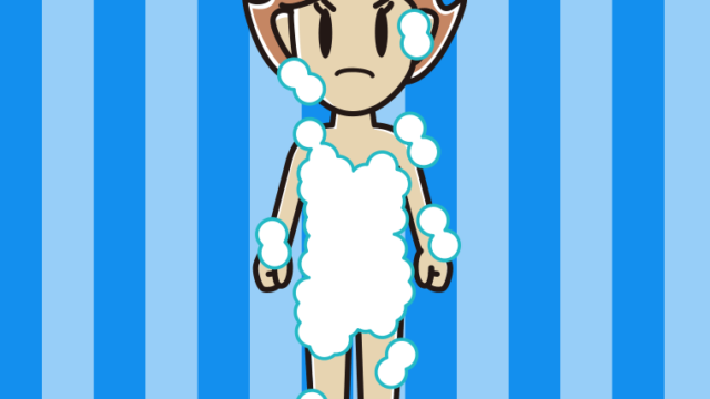 怒る泡だらけの女性のイラスト【色、背景あり】PNG