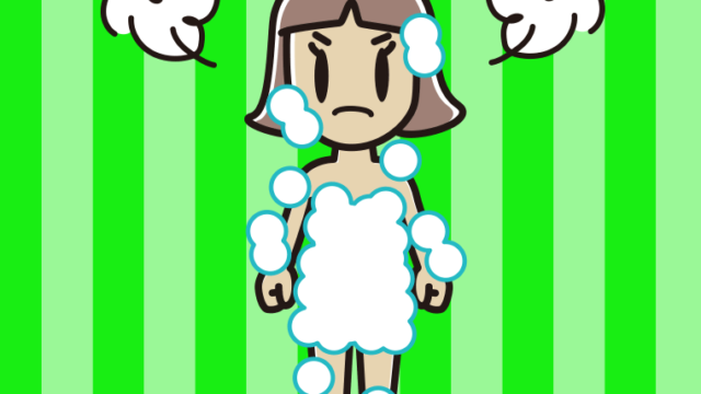 怒る泡だらけの小学生女子のイラスト【色、背景あり】PNG