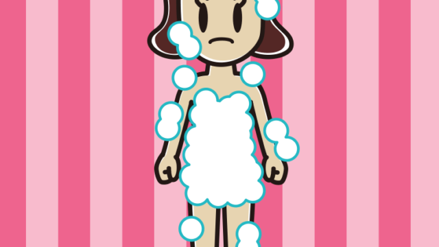 怒る泡だらけの女子高校生のイラスト【色、背景あり】PNG