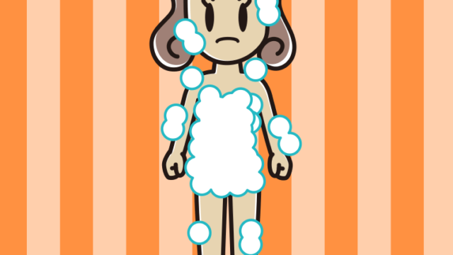 怒る泡だらけの女子大学生のイラスト【色、背景あり】PNG