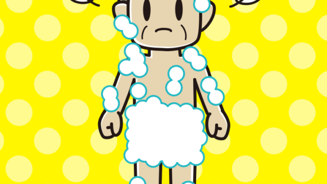 怒る泡だらけのおじさんのイラスト【色、背景あり】PNG