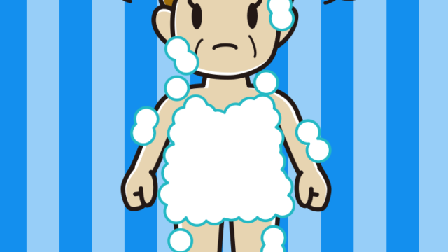 怒る泡だらけのおばさんのイラスト【色、背景あり】PNG