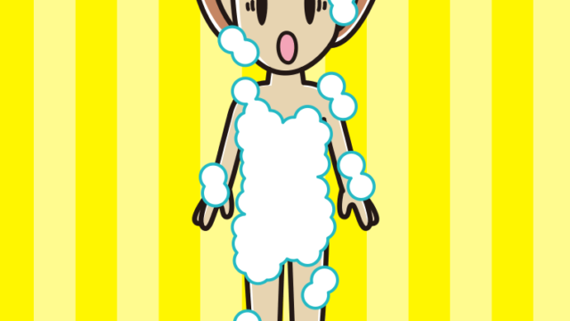 驚く泡だらけの女性のイラスト【色、背景あり】PNG