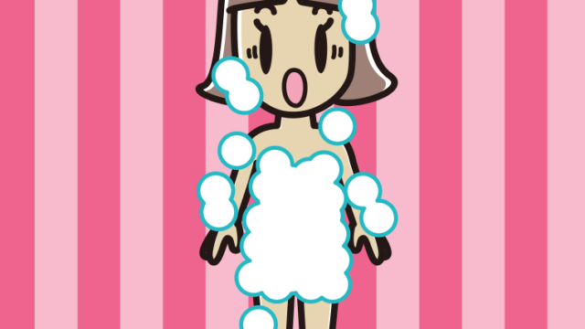 驚く泡だらけの小学生女子のイラスト【色、背景あり】PNG