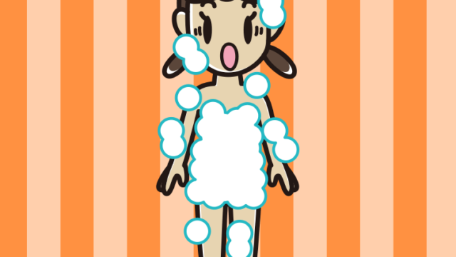 驚く泡だらけの女子中学生のイラスト【色、背景あり】PNG