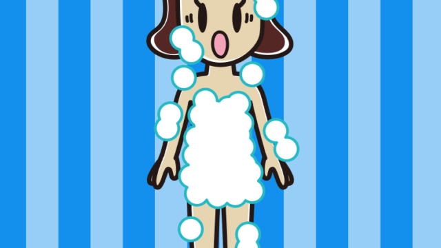 驚く泡だらけの女子高校生のイラスト【色、背景あり】PNG