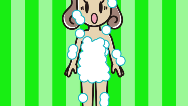 驚く泡だらけの女子大学生のイラスト【色、背景あり】PNG