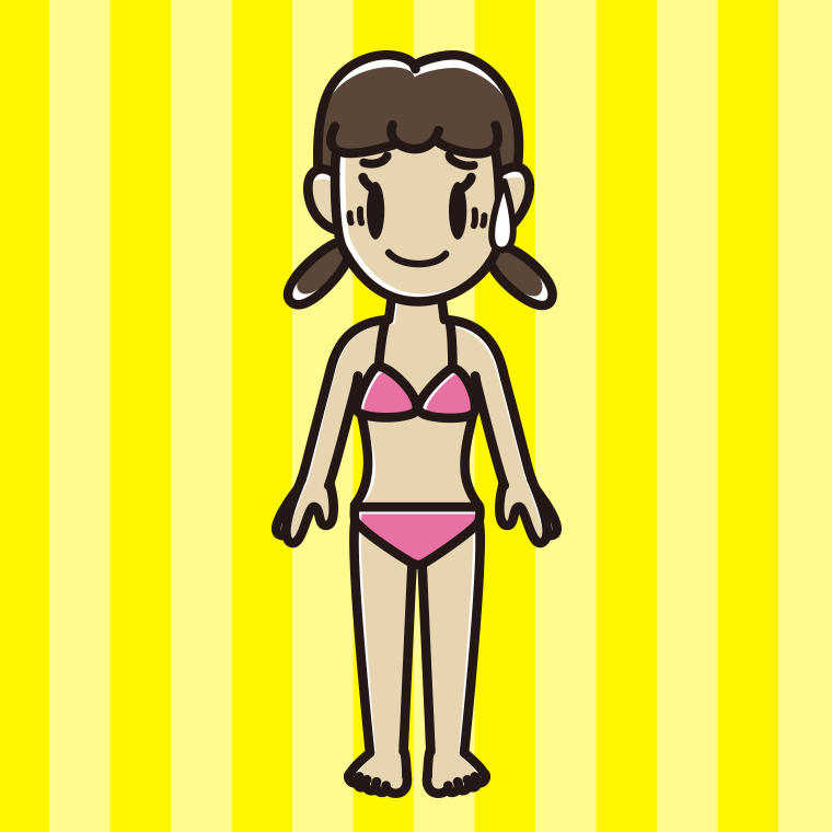 苦笑いする水着の女子中学生のイラスト【色、背景あり】PNG