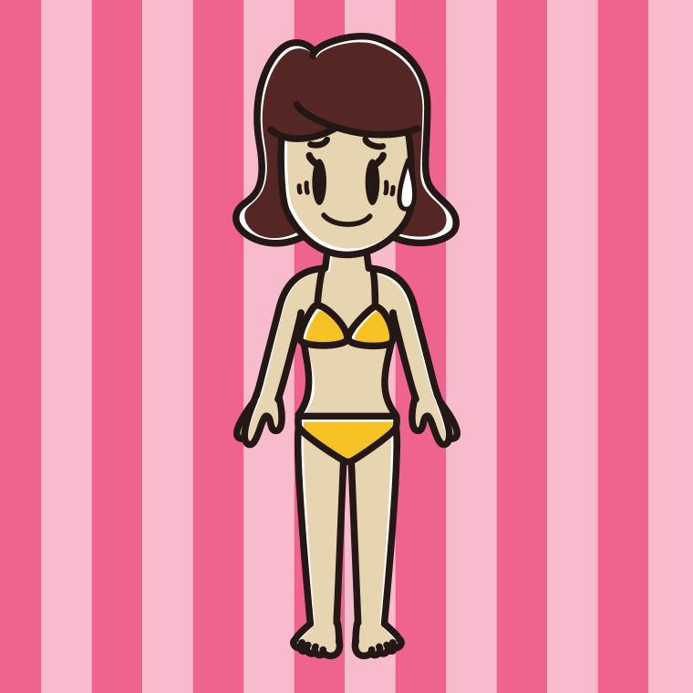 苦笑いする水着の女子高校生のイラスト【色、背景あり】PNG