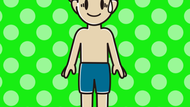 苦笑いする水着の男子大学生のイラスト【色、背景あり】PNG