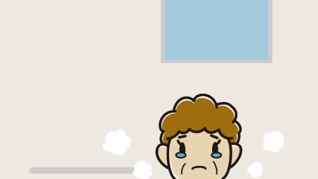 お風呂で泣くおばさんのイラスト【色、背景あり】PNG